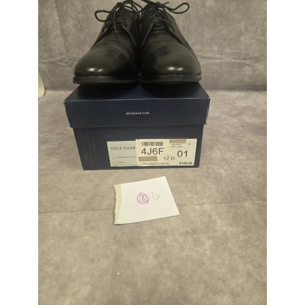 Cole Haan Mens Blk Dress Shoe SZ 12D Lenox Cap Retail: $198